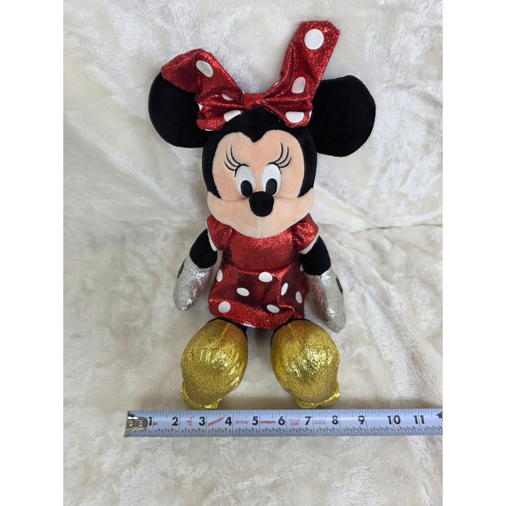 Ty Beanie Babies Sparkle Minnie Mouse Plush Disney Toy Red Sparkle Dress Bow
